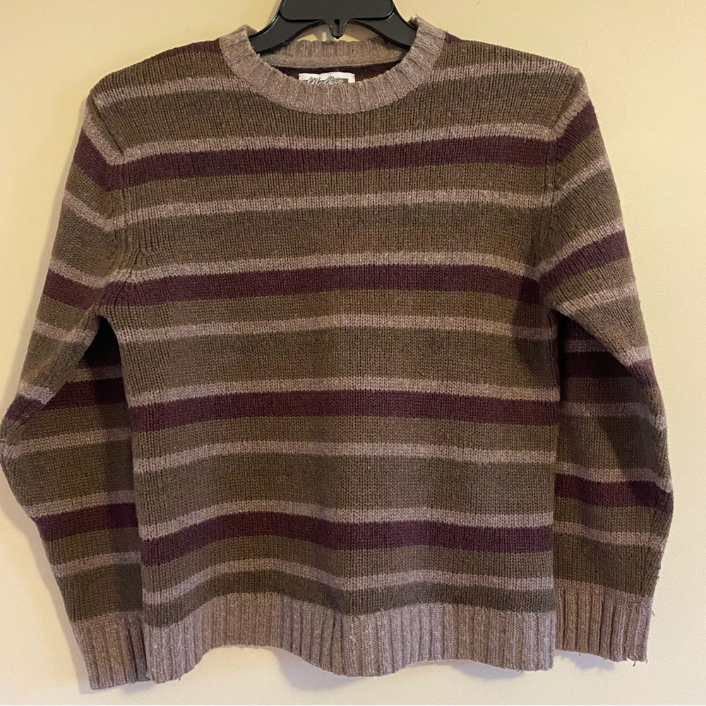 Vintage Y2K Midtown Lambswool Blend Striped Preppy Sweater M/L Brown & Plum
